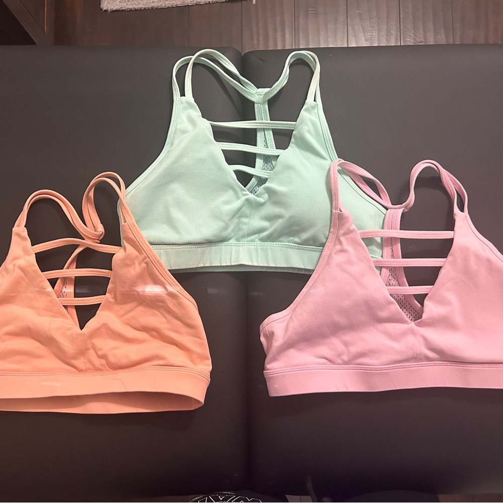 Zyia Grid Bras - Turquoise, pink and peach Lot of 3 size Large